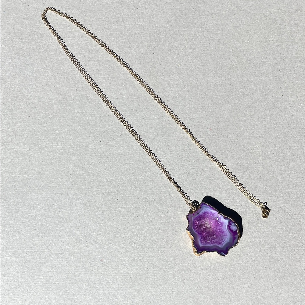 Amethyst Slice Pendant Necklace